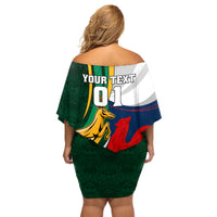 South Africa and France Rugby Family Matching Off Shoulder Short Dress and Hawaiian Shirt Springbok With Le XV de France 2023 World Cup - Wonder Print Shop