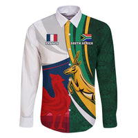 South Africa and France Rugby Family Matching Short Sleeve Bodycon Dress and Hawaiian Shirt Springbok With Le XV de France 2023 World Cup - Wonder Print Shop