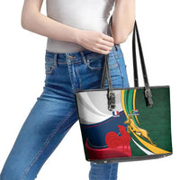 South Africa and France Rugby Leather Tote Bag Springbok With Le XV de France 2023 World Cup - Wonder Print Shop
