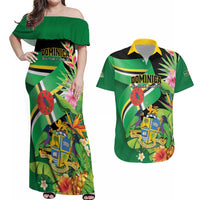 Personalized Dominica Couples Matching Off Shoulder Maxi Dress and Hawaiian Shirt Nature Island of the Caribbean - Wonder Print Shop