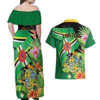 Personalized Dominica Couples Matching Off Shoulder Maxi Dress and Hawaiian Shirt Nature Island of the Caribbean - Wonder Print Shop