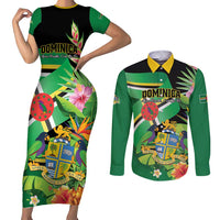 Personalized Dominica Couples Matching Short Sleeve Bodycon Dress and Long Sleeve Button Shirt Nature Island of the Caribbean - Wonder Print Shop