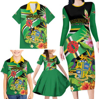 Personalized Dominica Family Matching Long Sleeve Bodycon Dress and Hawaiian Shirt Nature Island of the Caribbean - Wonder Print Shop
