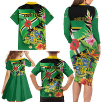 Personalized Dominica Family Matching Long Sleeve Bodycon Dress and Hawaiian Shirt Nature Island of the Caribbean - Wonder Print Shop
