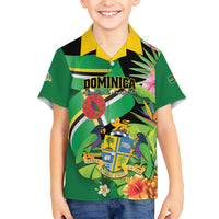 Personalized Dominica Family Matching Off The Shoulder Long Sleeve Dress and Hawaiian Shirt Nature Island of the Caribbean - Wonder Print Shop