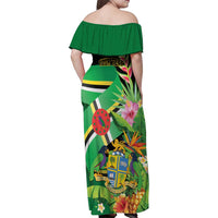 Personalized Dominica Family Matching Off Shoulder Maxi Dress and Hawaiian Shirt Nature Island of the Caribbean - Wonder Print Shop
