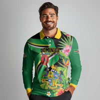 Personalized Dominica Long Sleeve Polo Shirt Nature Island of the Caribbean - Wonder Print Shop
