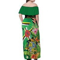Personalized Dominica Off Shoulder Maxi Dress Nature Island of the Caribbean - Wonder Print Shop