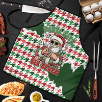 Funny Santa Claus Says Six Seven Apron Christmas Houndstooth Pattern - Wonder Print Shop