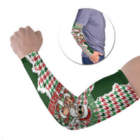 Funny Santa Claus Says Six Seven Arm Sleeves Christmas Houndstooth Pattern - Wonder Print Shop