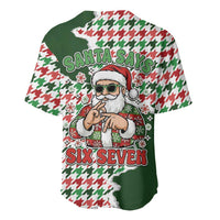 Funny Santa Claus Says Six Seven Baseball Jersey Christmas Houndstooth Pattern - Wonder Print Shop