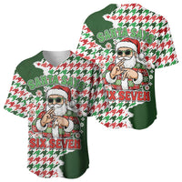 Funny Santa Claus Says Six Seven Baseball Jersey Christmas Houndstooth Pattern - Wonder Print Shop