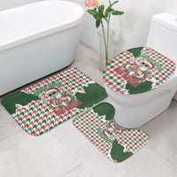 Funny Santa Claus Says Six Seven Bathroom Set Christmas Houndstooth Pattern - Wonder Print Shop