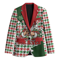 Funny Santa Claus Says Six Seven Blazer Christmas Houndstooth Pattern - Wonder Print Shop