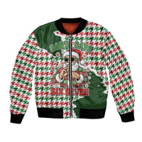 Funny Santa Claus Says Six Seven Bomber Jacket Christmas Houndstooth Pattern - Wonder Print Shop