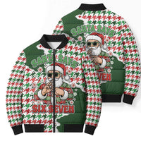 Funny Santa Claus Says Six Seven Bomber Puffer Jacket Christmas Houndstooth Pattern - Wonder Print Shop