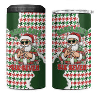 Funny Santa Claus Says Six Seven 4 in 1 Can Cooler Tumbler Christmas Houndstooth Pattern - Wonder Print Shop