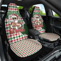 Funny Santa Claus Says Six Seven Car Seat Cover Christmas Houndstooth Pattern - Wonder Print Shop