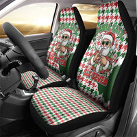 Funny Santa Claus Says Six Seven Car Seat Cover Christmas Houndstooth Pattern - Wonder Print Shop