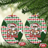 Funny Santa Claus Says Six Seven Ceramic Ornament Christmas Houndstooth Pattern - Wonder Print Shop