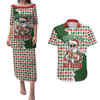 Funny Santa Claus Says Six Seven Couples Matching Puletasi and Hawaiian Shirt Christmas Houndstooth Pattern - Wonder Print Shop