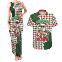 Funny Santa Claus Says Six Seven Couples Matching Tank Maxi Dress and Hawaiian Shirt Christmas Houndstooth Pattern - Wonder Print Shop