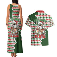 Funny Santa Claus Says Six Seven Couples Matching Tank Maxi Dress and Hawaiian Shirt Christmas Houndstooth Pattern - Wonder Print Shop