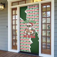 Funny Santa Claus Says Six Seven Door Cover Christmas Houndstooth Pattern - Wonder Print Shop