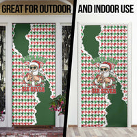 Funny Santa Claus Says Six Seven Door Cover Christmas Houndstooth Pattern - Wonder Print Shop