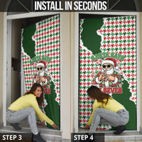 Funny Santa Claus Says Six Seven Door Cover Christmas Houndstooth Pattern - Wonder Print Shop