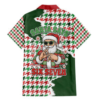 Funny Santa Claus Says Six Seven Family Matching Mermaid Dress and Hawaiian Shirt Christmas Houndstooth Pattern - Wonder Print Shop
