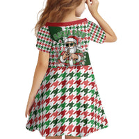 Funny Santa Claus Says Six Seven Family Matching Off The Shoulder Long Sleeve Dress and Hawaiian Shirt Christmas Houndstooth Pattern - Wonder Print Shop