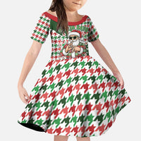 Funny Santa Claus Says Six Seven Family Matching Puletasi and Hawaiian Shirt Christmas Houndstooth Pattern - Wonder Print Shop