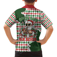 Funny Santa Claus Says Six Seven Family Matching Short Sleeve Bodycon Dress and Hawaiian Shirt Christmas Houndstooth Pattern - Wonder Print Shop