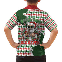 Funny Santa Claus Says Six Seven Family Matching Tank Maxi Dress and Hawaiian Shirt Christmas Houndstooth Pattern - Wonder Print Shop