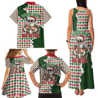Funny Santa Claus Says Six Seven Family Matching Tank Maxi Dress and Hawaiian Shirt Christmas Houndstooth Pattern - Wonder Print Shop