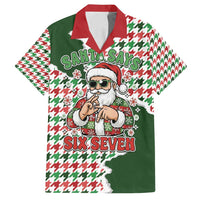 Funny Santa Claus Says Six Seven Family Matching Tank Maxi Dress and Hawaiian Shirt Christmas Houndstooth Pattern - Wonder Print Shop
