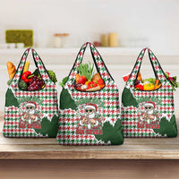 Funny Santa Claus Says Six Seven Grocery Bag Christmas Houndstooth Pattern - Wonder Print Shop
