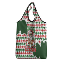 Funny Santa Claus Says Six Seven Grocery Bag Christmas Houndstooth Pattern - Wonder Print Shop