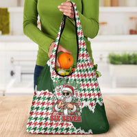 Funny Santa Claus Says Six Seven Grocery Bag Christmas Houndstooth Pattern - Wonder Print Shop