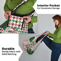 Funny Santa Claus Says Six Seven Grocery Bag Christmas Houndstooth Pattern - Wonder Print Shop