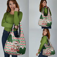 Funny Santa Claus Says Six Seven Grocery Bag Christmas Houndstooth Pattern - Wonder Print Shop