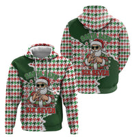 Funny Santa Claus Says Six Seven Hoodie Christmas Houndstooth Pattern - Wonder Print Shop