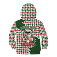 Funny Santa Claus Says Six Seven Kid Hoodie Christmas Houndstooth Pattern - Wonder Print Shop