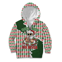 Funny Santa Claus Says Six Seven Kid Hoodie Christmas Houndstooth Pattern - Wonder Print Shop