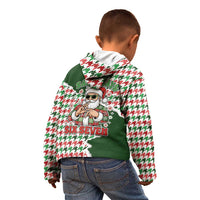 Funny Santa Claus Says Six Seven Kid Hoodie Christmas Houndstooth Pattern - Wonder Print Shop