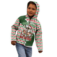 Funny Santa Claus Says Six Seven Kid Hoodie Christmas Houndstooth Pattern - Wonder Print Shop
