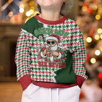 Funny Santa Claus Says Six Seven Kid Ugly Christmas Sweater Christmas Houndstooth Pattern - Wonder Print Shop