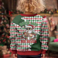Funny Santa Claus Says Six Seven Kid Ugly Christmas Sweater Christmas Houndstooth Pattern - Wonder Print Shop
