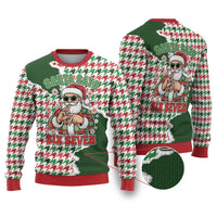 Funny Santa Claus Says Six Seven Ugly Christmas Sweater Christmas Houndstooth Pattern - Wonder Print Shop